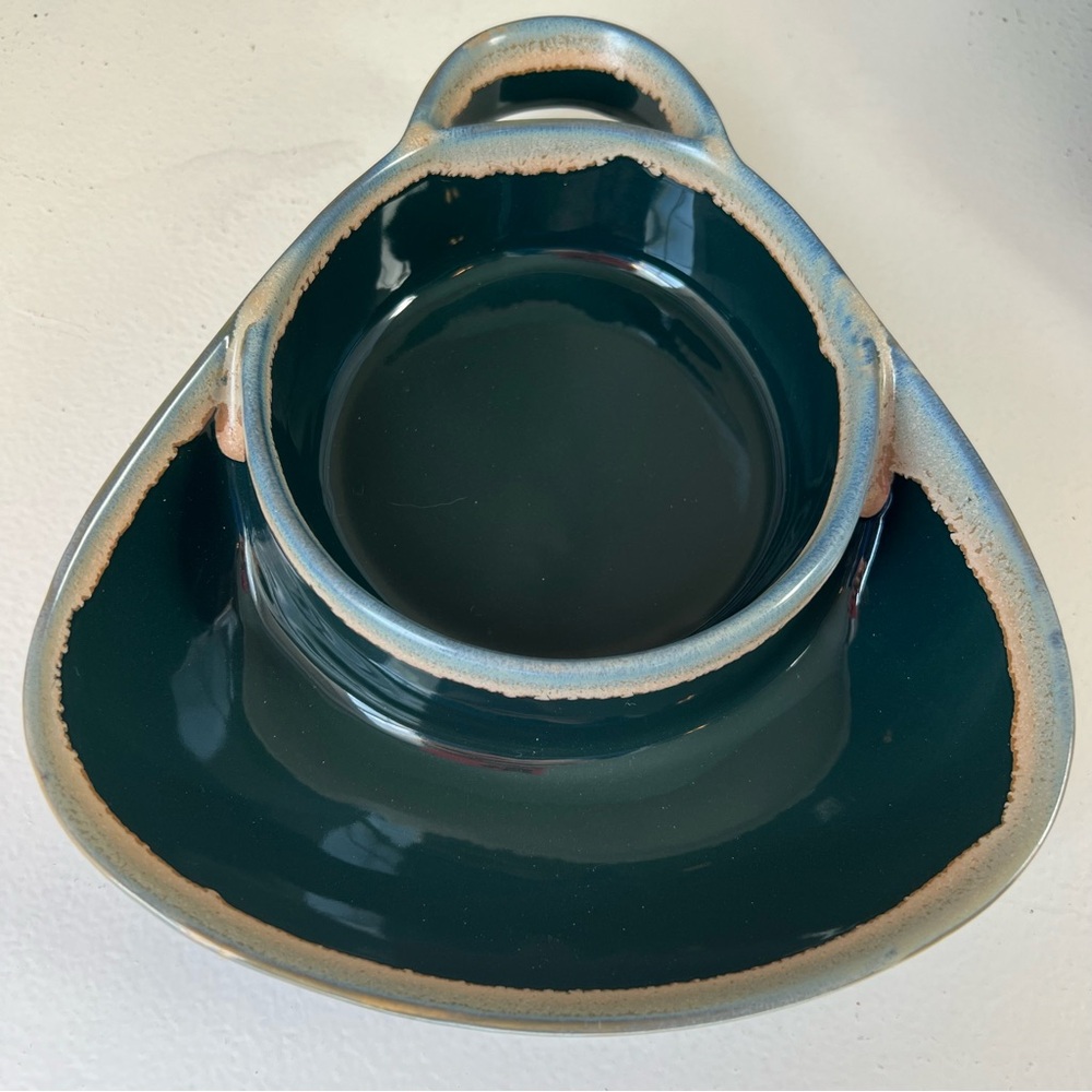 LTD Commodities Stoneware Stars Drip Glaze Soup Cracker Bowls/Chip Dip Blue Teal